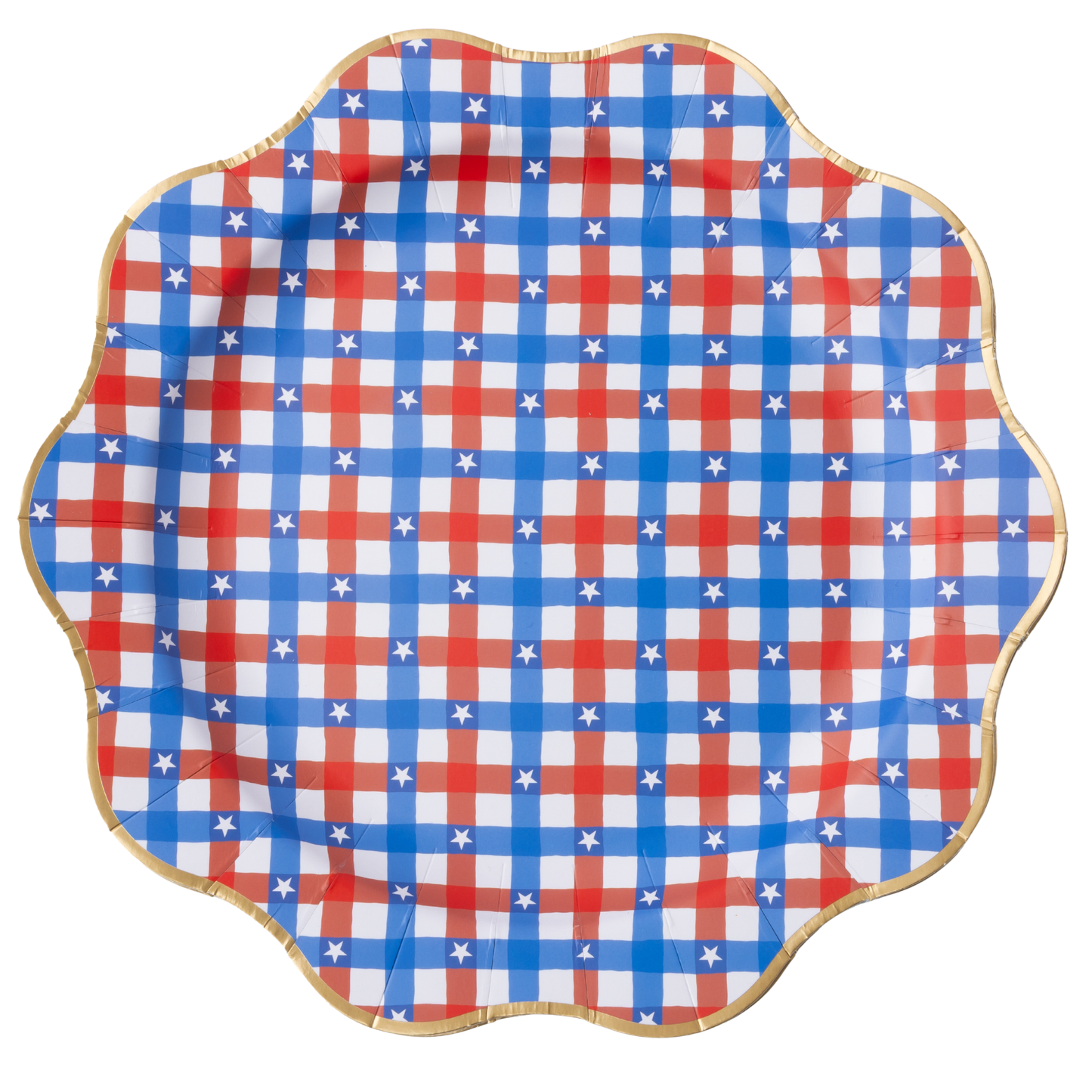 Red & Blue Gingham Star Dinner Plates