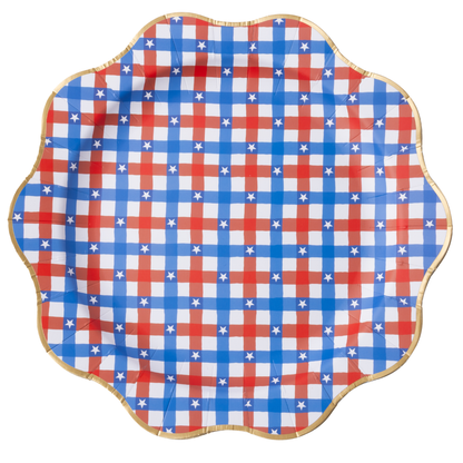 Red & Blue Gingham Star Dinner Plates