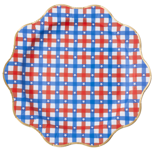 Red & Blue Gingham Star Dinner Plates