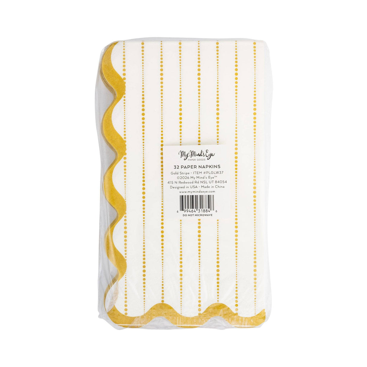 Gold Dotted Stripe Guest Napkin