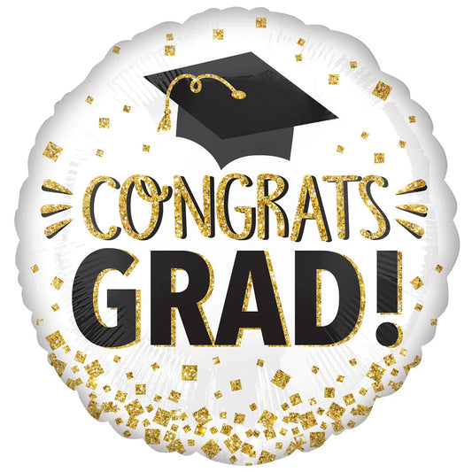 18" Congrats Grad Gold Glitter Balloon