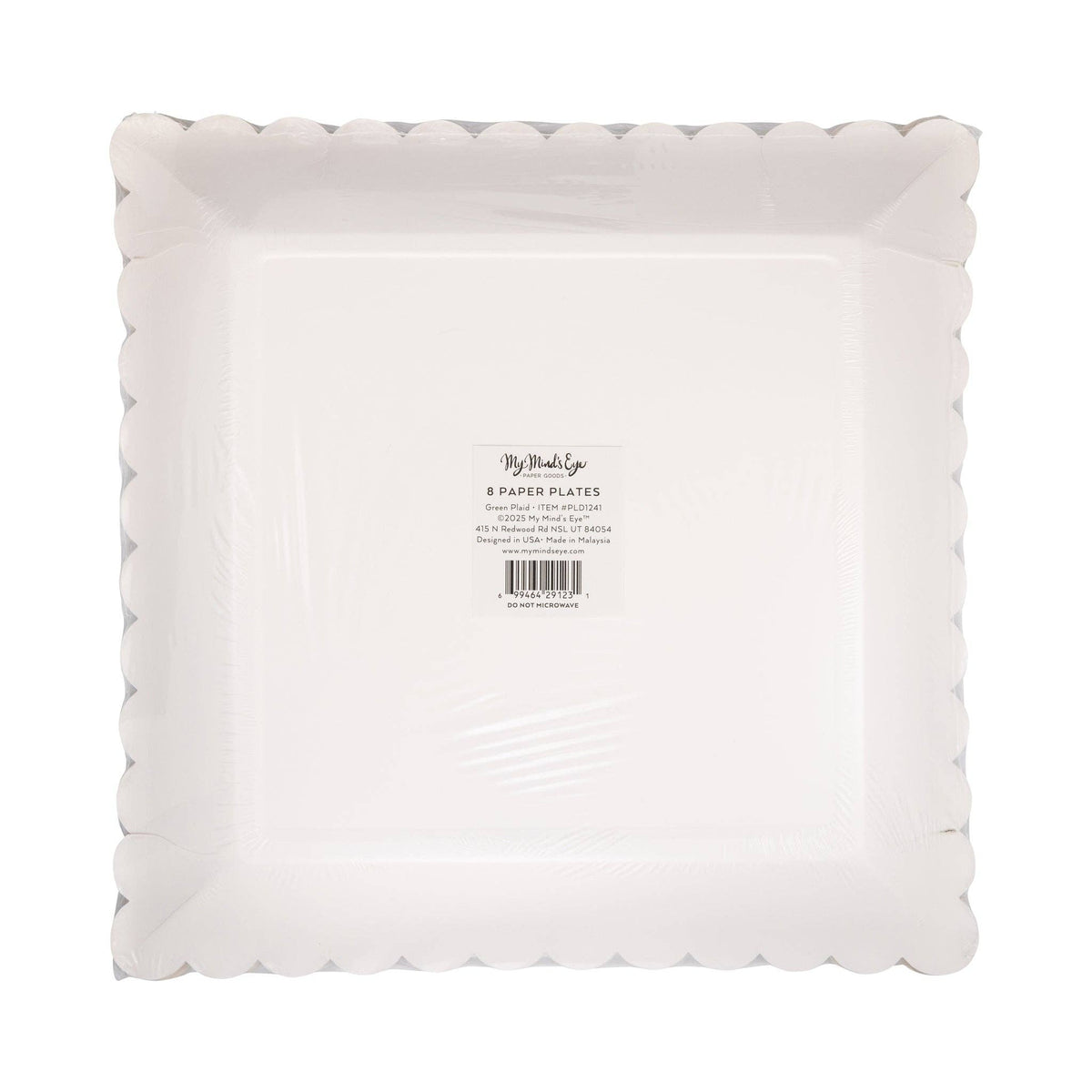 Green Plaid Christmas Square Dinner Plates