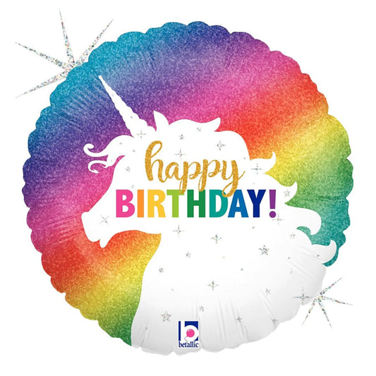 18" Glitter Unicorn Birthday Balloon