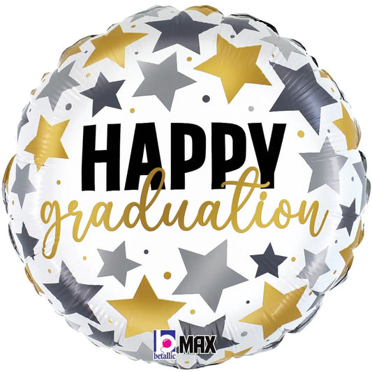 18" Graduation Metallic Stars Balloon