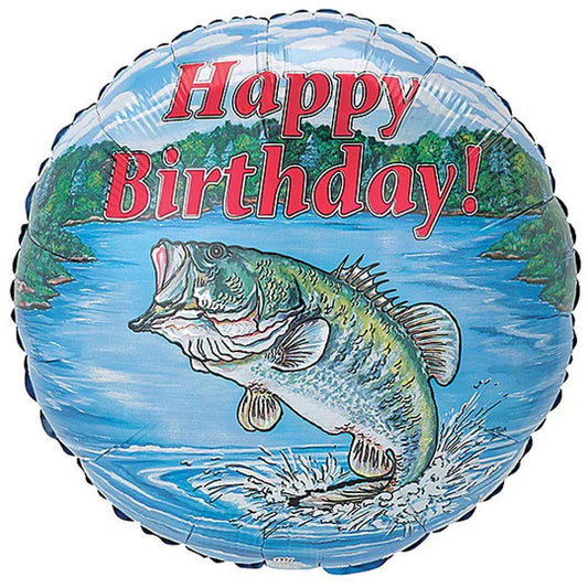 17" Happy Birthday Bass Fish Balloon