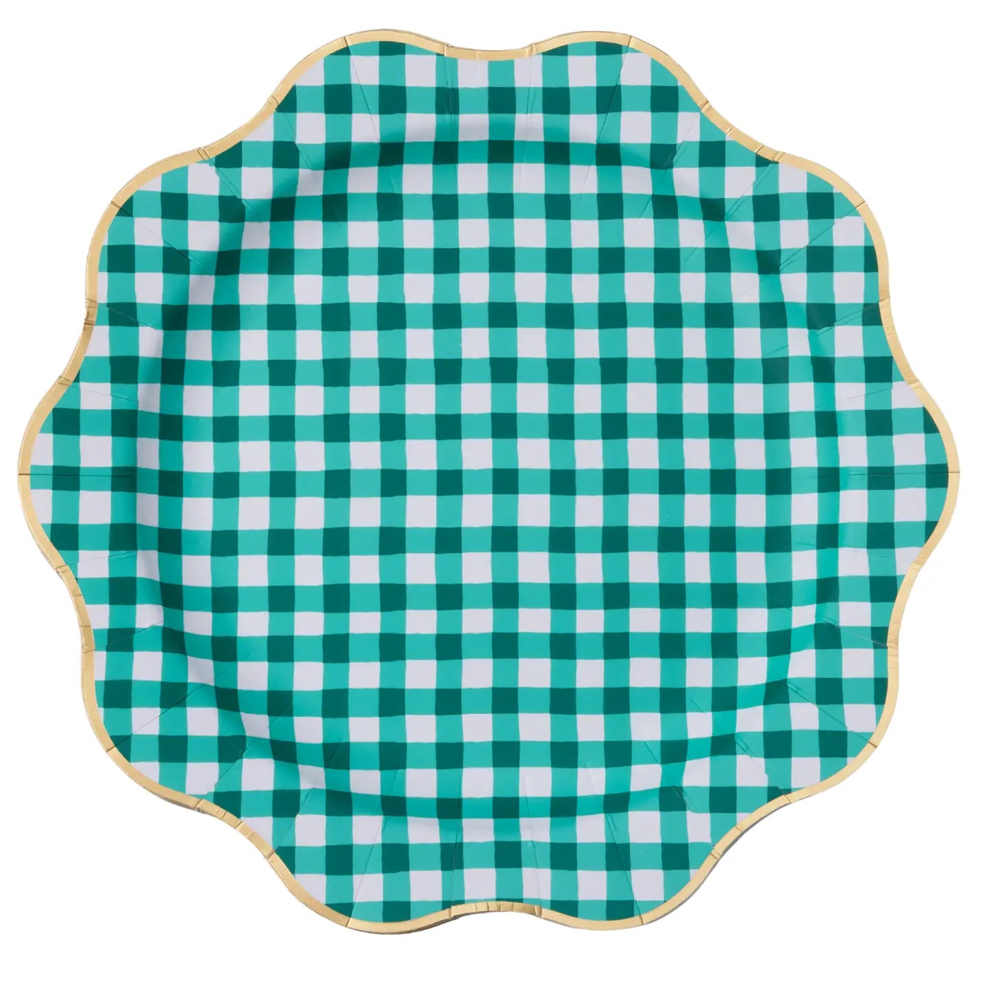 Elegant Emerald Green Gingham Dinner Plates