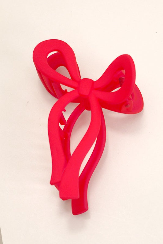 Matte Bow Hair Claw Clips - Poinciana Red