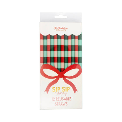 Red, Pink & Green and Mint Straw Set