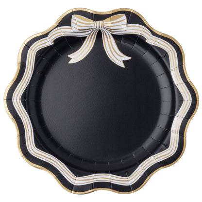 Elegant Black & White Bow Dinner Plates