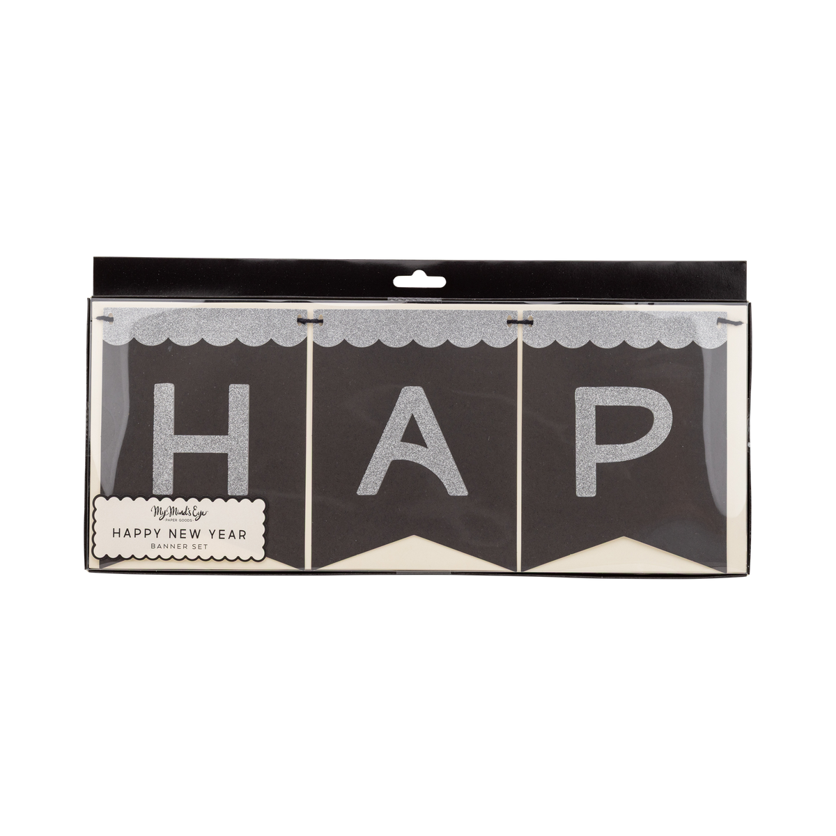 Silver Glitter Happy New Year Paper Banner Set