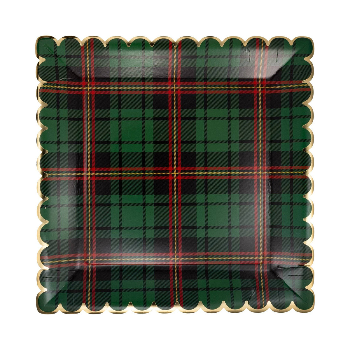 Green Plaid Christmas Square Dinner Plates