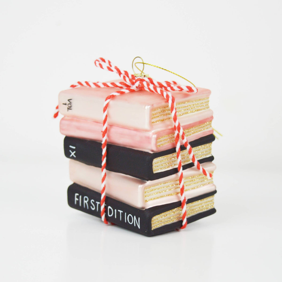 Book Club Stack Glass Christmas Ornament